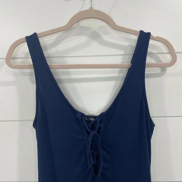 4SI3NNA Lace Up Bodysuit in Navy Blue Size Large - Picture 5 of 13